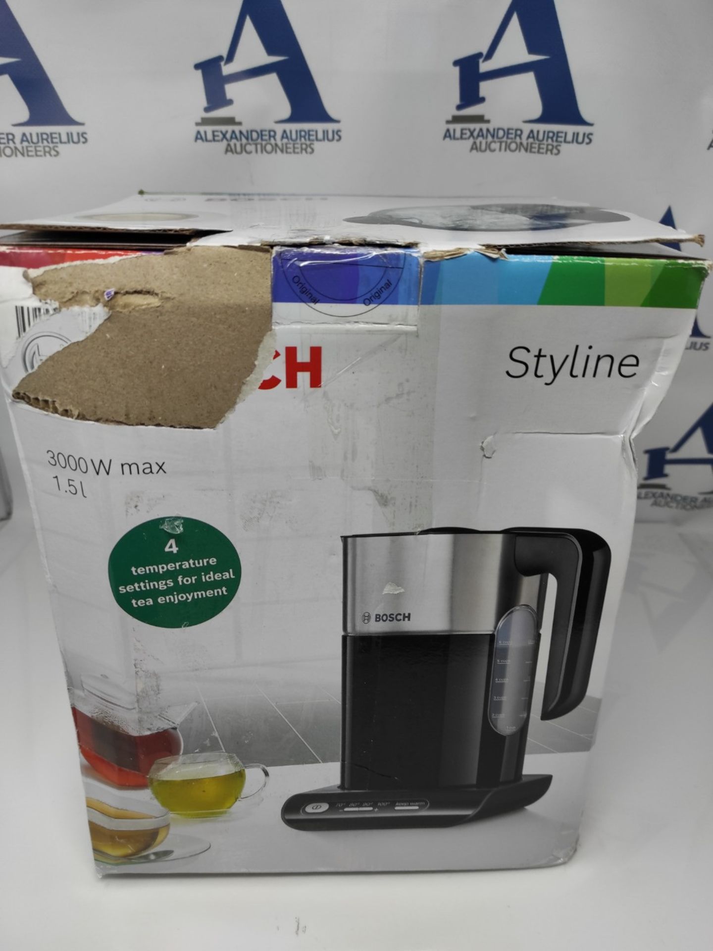 RRP £80.00 Bosch Styline TWK8633GB Variable Temperature Cordless Kettle, 1.5 Litres, 3000W - Blac - Image 2 of 3