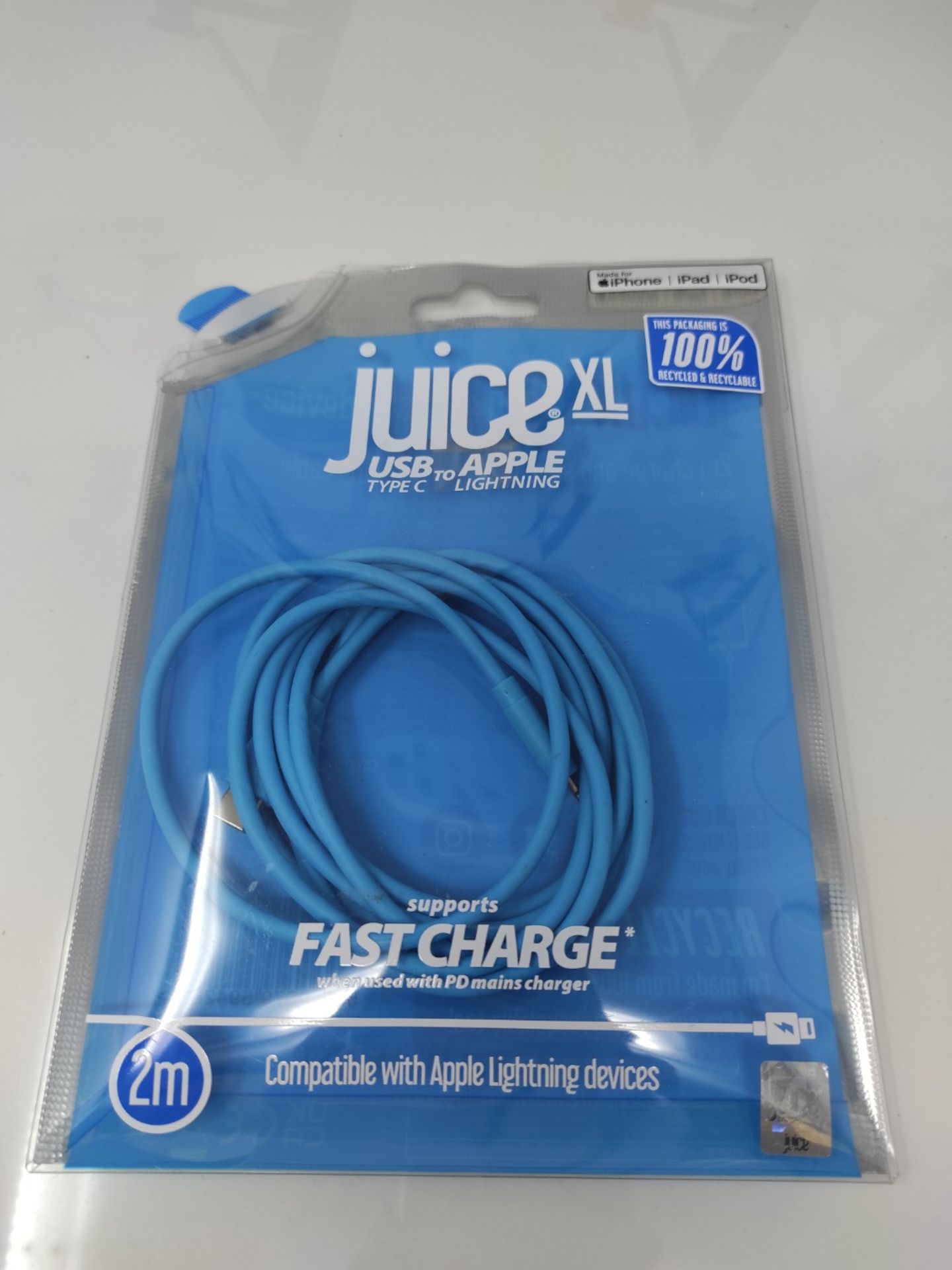 Juice Apple Lightning and USB Type C Charge and Sync Cable, 2m, Blue - Image 2 of 2