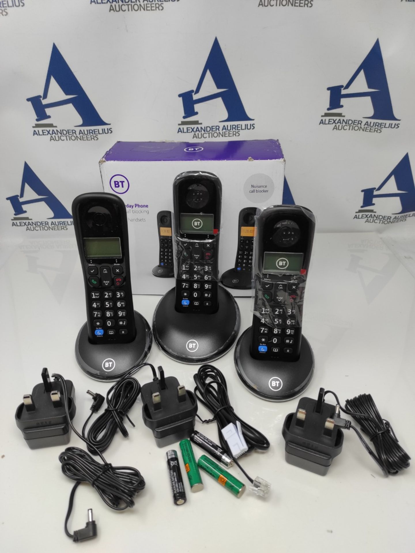 BT Everyday Cordless Landline House Phone with Basic Call Blocker, Trio Handset Pack - Image 2 of 2
