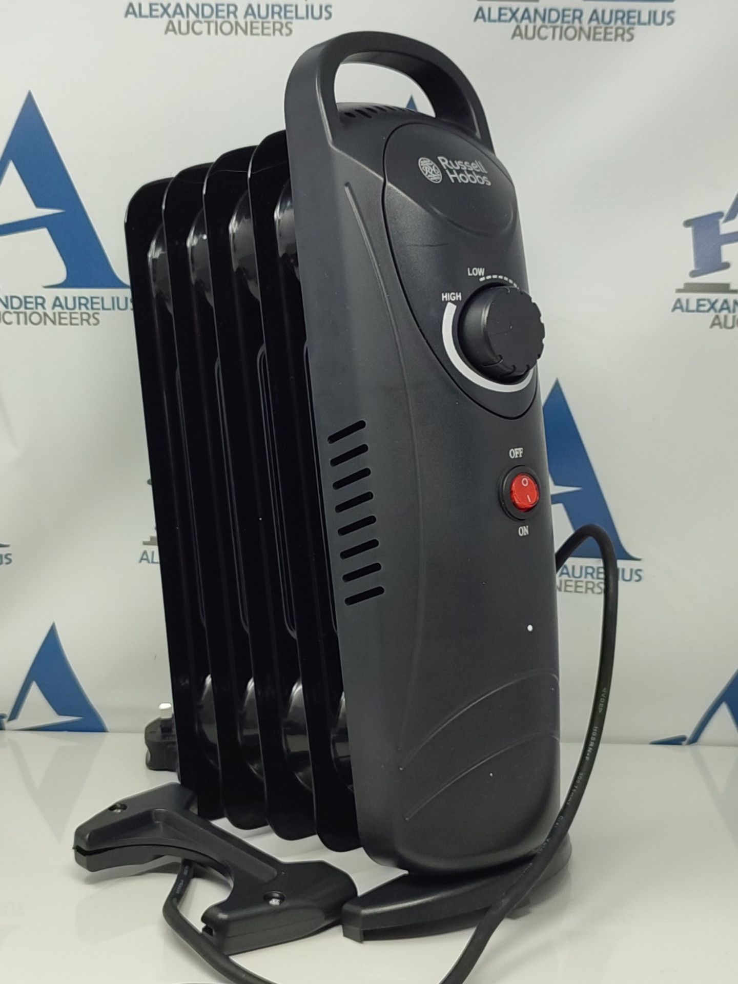 Russell Hobbs 650W Oil Filled Radiator, 5 Fin Portable Electric Heater - Black, Adjust - Image 3 of 3