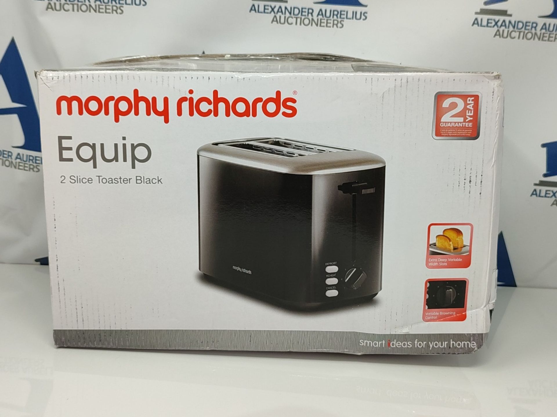 Morphy Richards Equip Black 2 Slice Toaster - Defrost And Reheat Settings - 2 Slot - S - Bild 2 aus 3