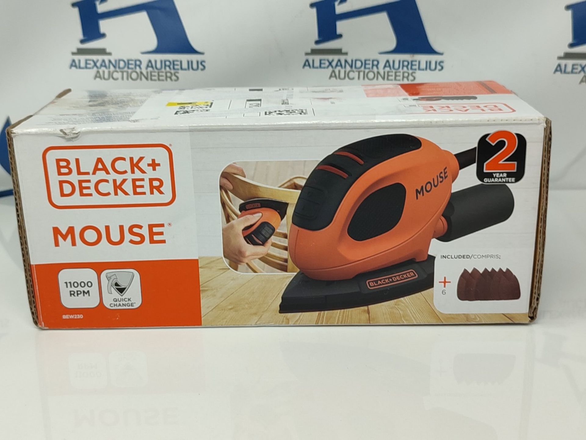 BLACK+DECKER 55 W Detail Mouse Electric Sander with 6 Sanding Sheets, BEW230-GB - Bild 2 aus 3