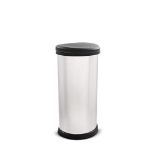 Curver Metal Effect Kitchen One Touch Deco Bin, Silver, 40 Litre