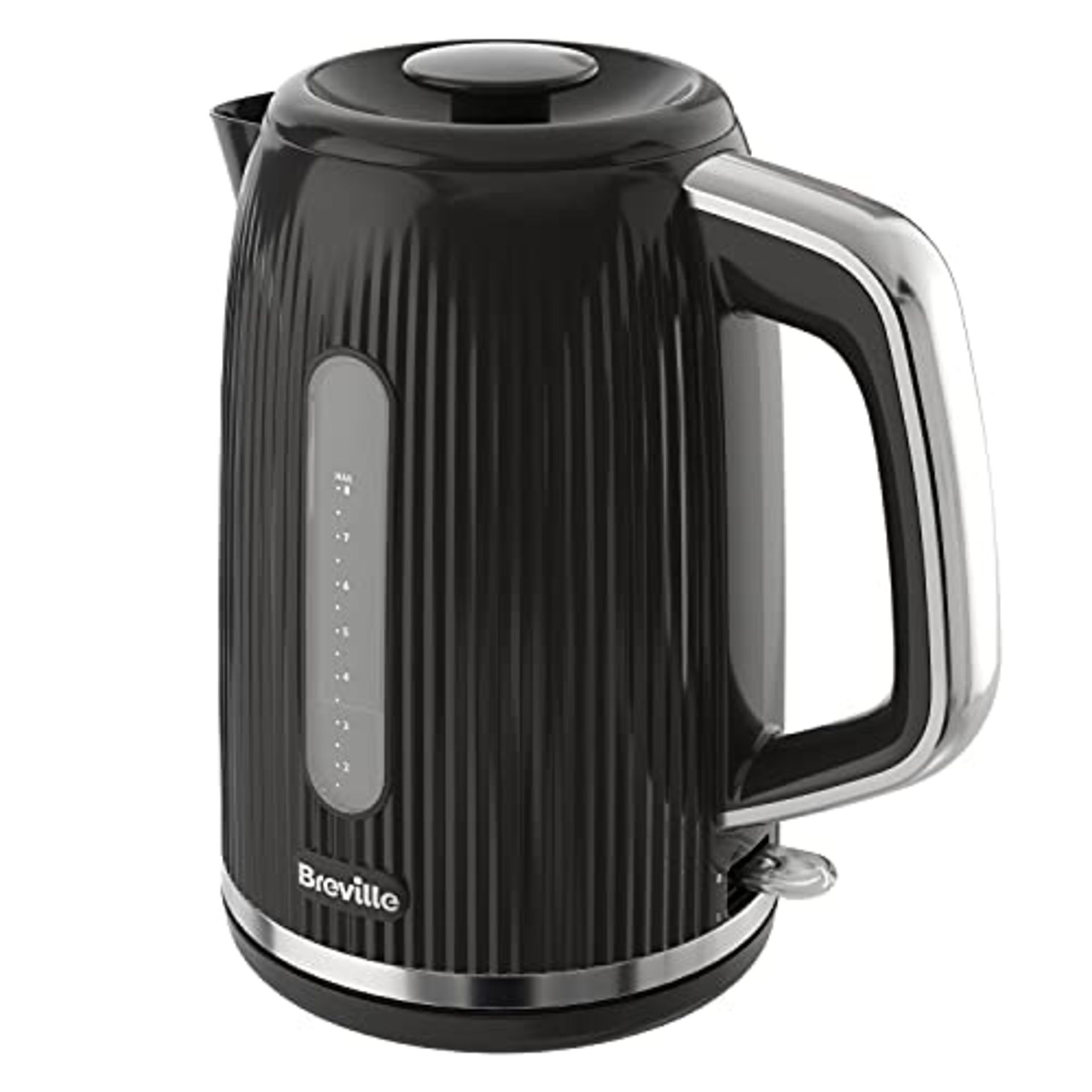 Breville Bold Black Electric Kettle | 1.7L | 3kW Fast Boil | Black & Silver Chrome [VK