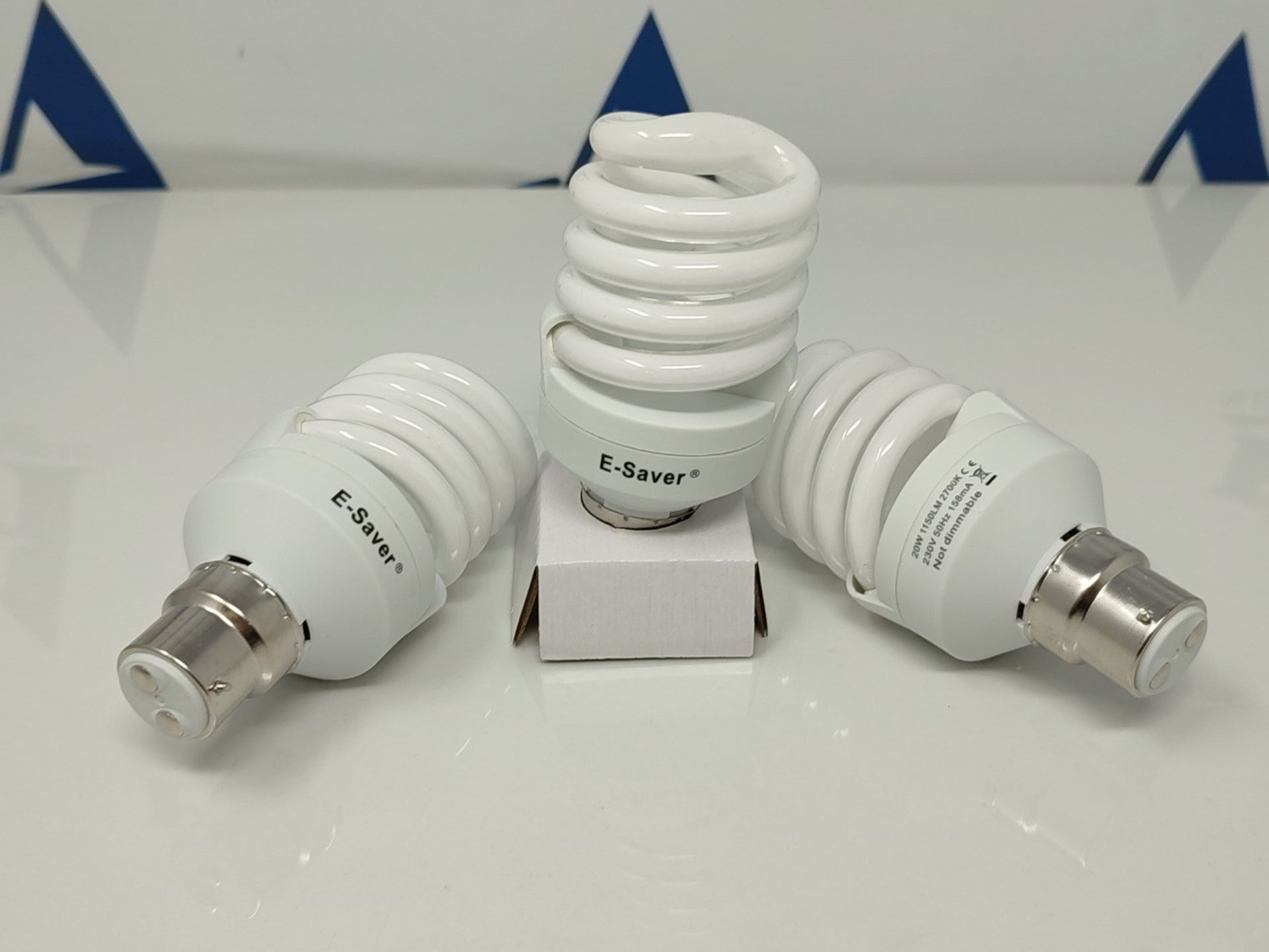 E-Saver - CFL Full Spiral - Energy Saving Light Bulbs - 20w = 100 Watt - (Pack of 3) - - Image 2 of 2
