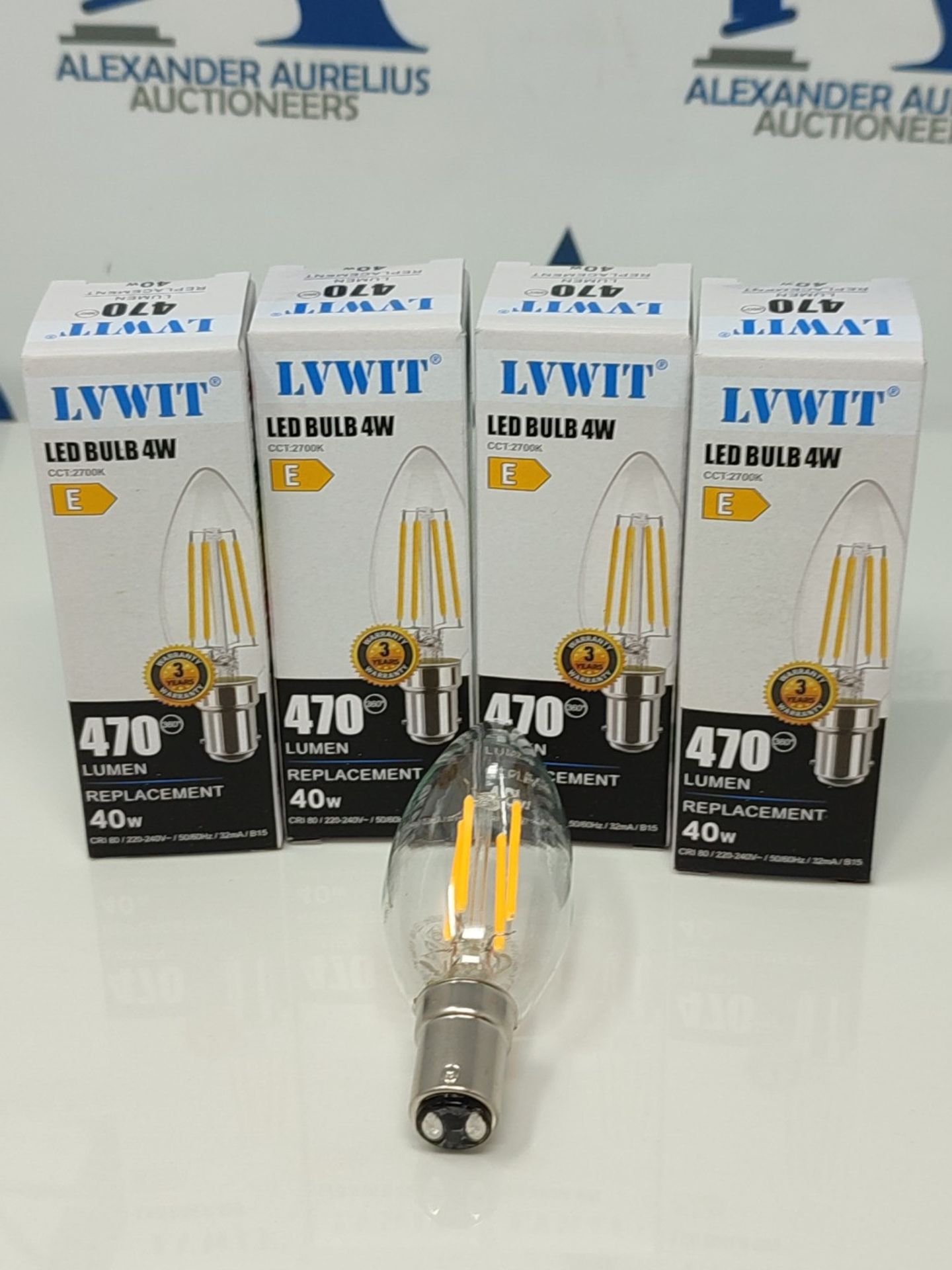 LVWIT B15 LED Filament Candle Bulb,4W C35 Small Bayonet Bulb 40W Incandescent Bulb Equ