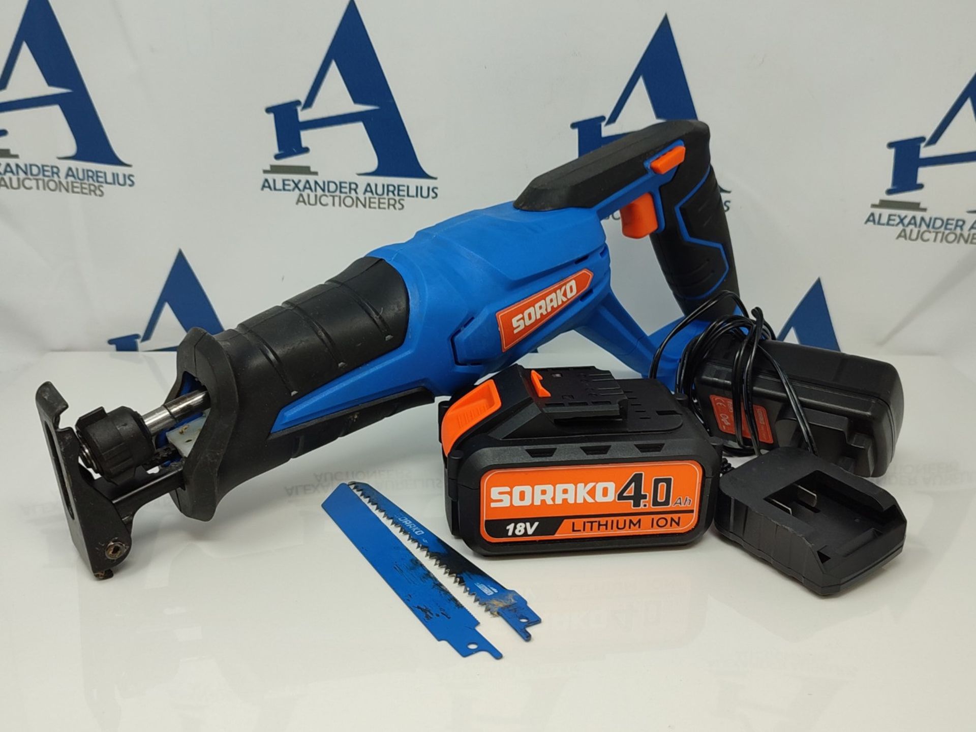 RRP £75.00 SORAKO Reciprocating Saw, 18V Cordless Reciprocating Saw with 4.0Ah Capacity, 0-3000SP