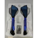 KATUR Motorcycle Rear view Mirror Blue Triangle Demon Blade Style Motorbike 7/8" Handl