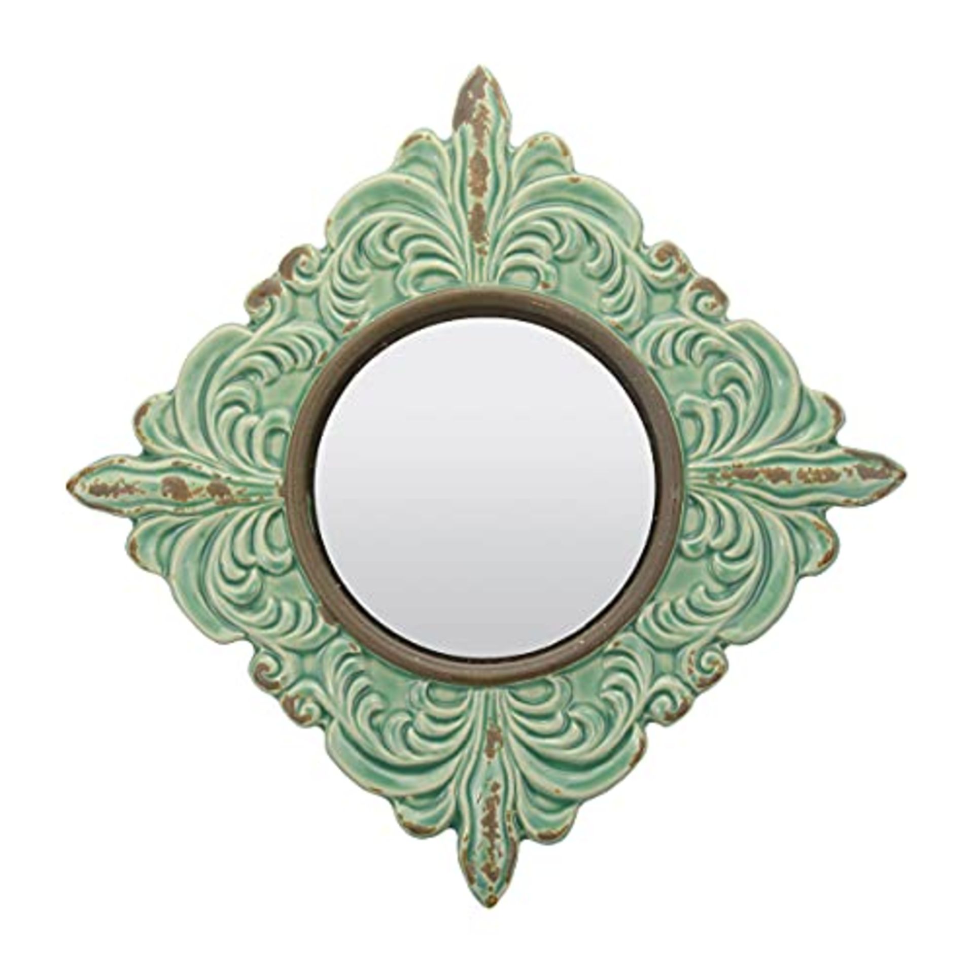Stonebriar Decorative 11.3 x 11.3 Inch Antique Green Diamond Shape Ceramic Accent Wall