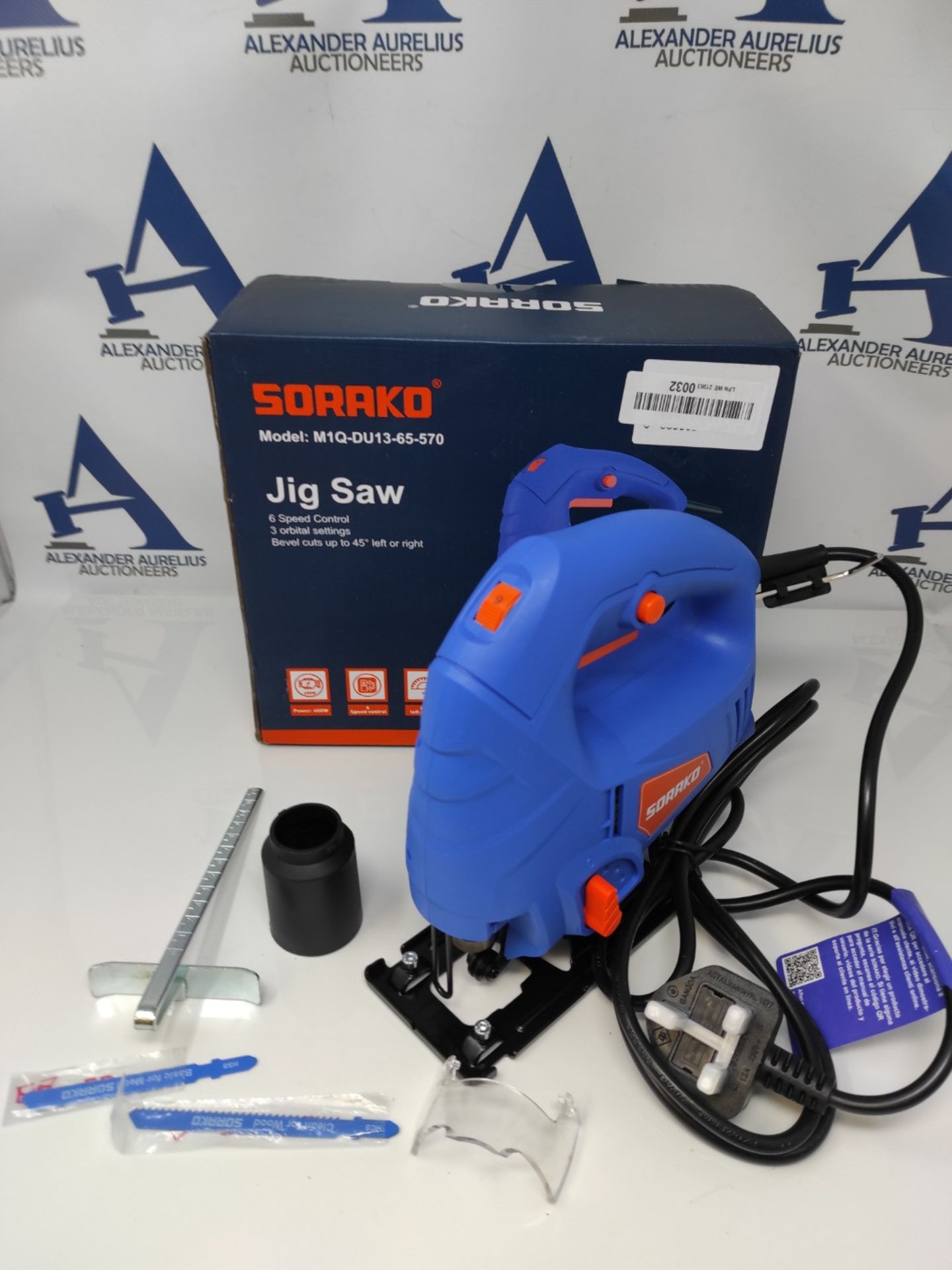 SORAKO Jigsaw, 600W Electric Jigsaw Tool, 800-3000SPM Cutting in Wood 60mm, 6 Variable