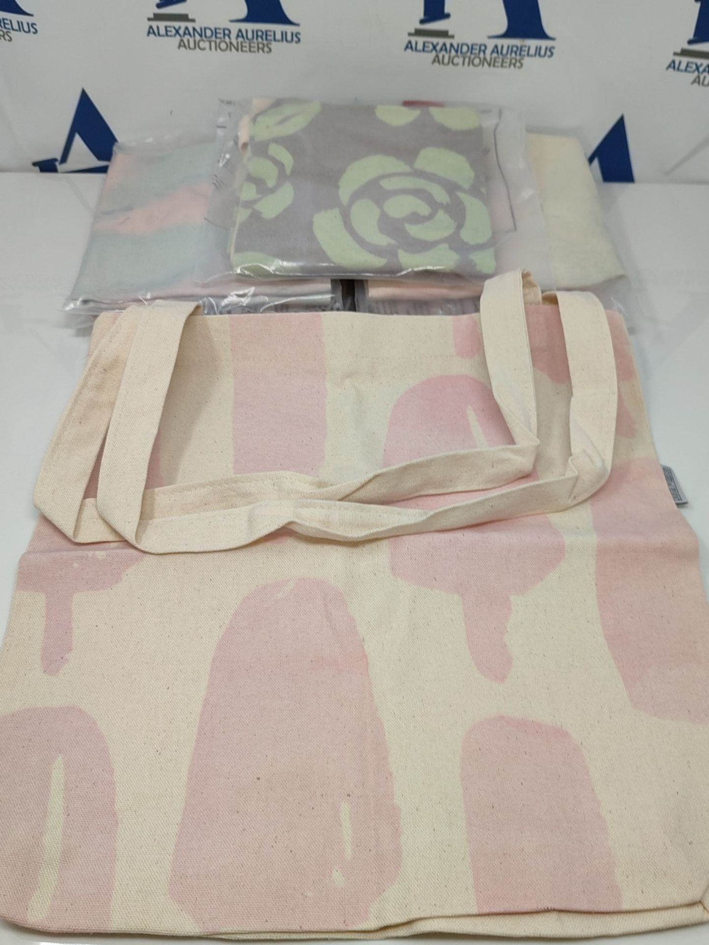 RRP £72.00 6 x Bonamaison Printed Tote Bag, Reusable Grocery Bag, Shopping Bag, Machine Washable, - Bild 2 aus 2