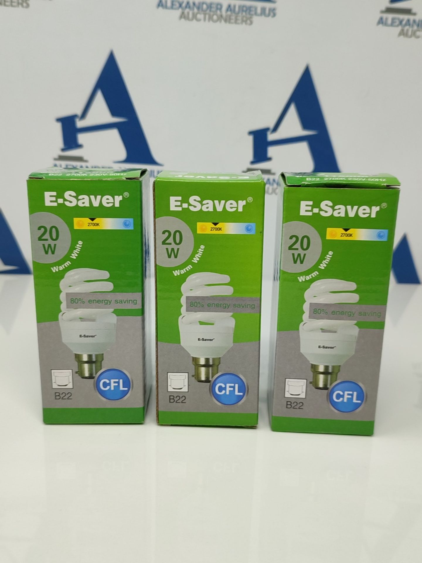E-Saver - CFL Full Spiral - Energy Saving Light Bulbs - 20w = 100 Watt - (Pack of 3) -