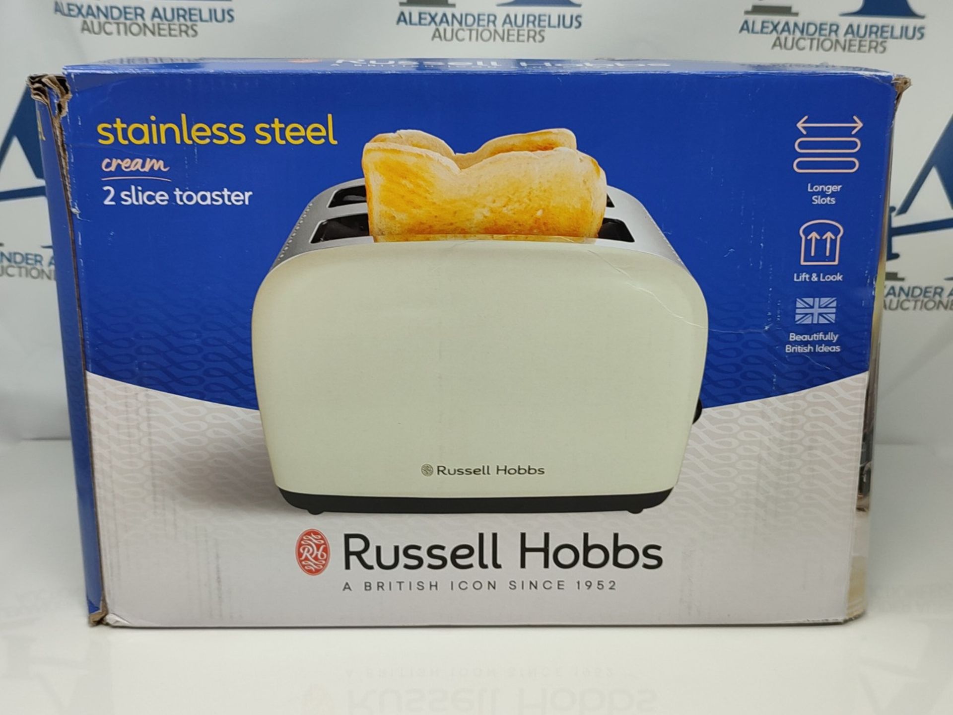 Russell Hobbs 26551 Stainless Steel 2 Slice Toaster, Cream - Image 2 of 3