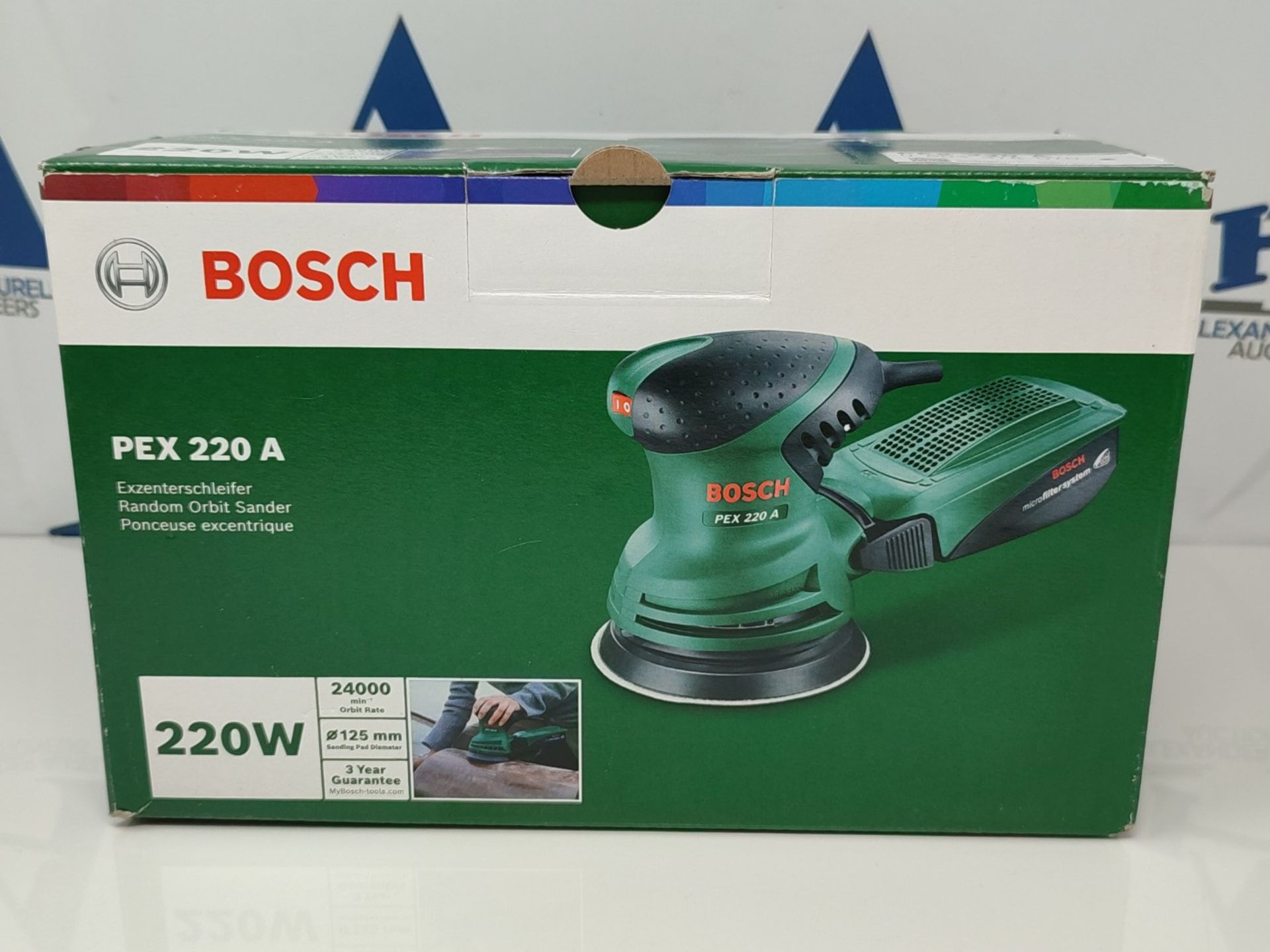 RRP £54.00 Bosch Home and Garden Random Orbit Sander PEX 220 A (220 W, in carton packaging) - Image 2 of 3