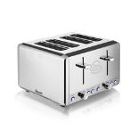 RRP £55.00 Swan ST14064N 4 Slice Toaster, Polished Stainless Steel, 1850 W