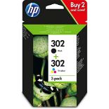 HP X4D37AE 302 Original Ink Cartridges, Black and Tri-color, 2 Count (Pack of 1)