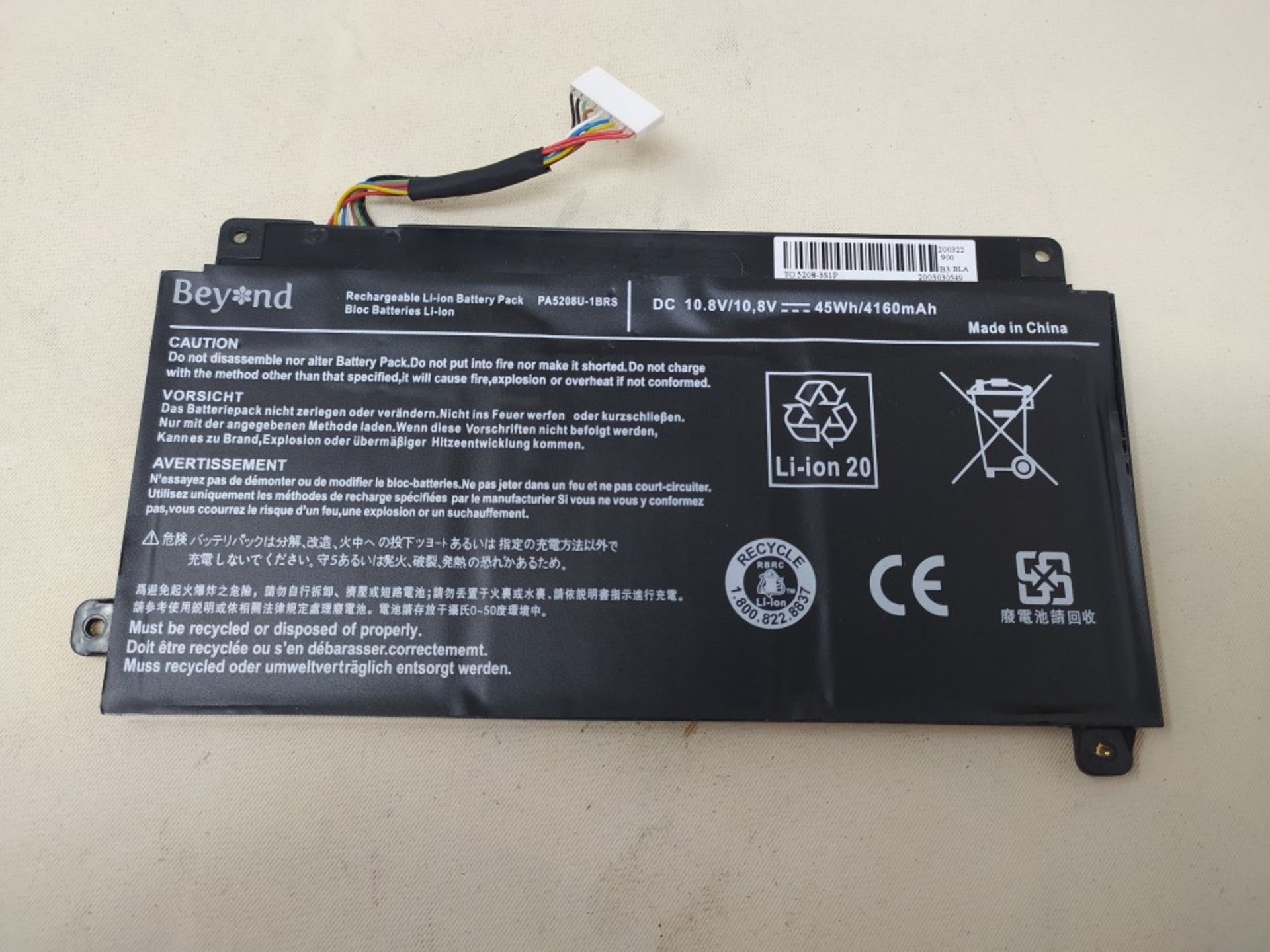 Replacement BEYOND Battery for TOSHIBA PA5208U-1BRS, TOSHBIA Chromebook 2 CB30 CB35 P5 - Image 2 of 2