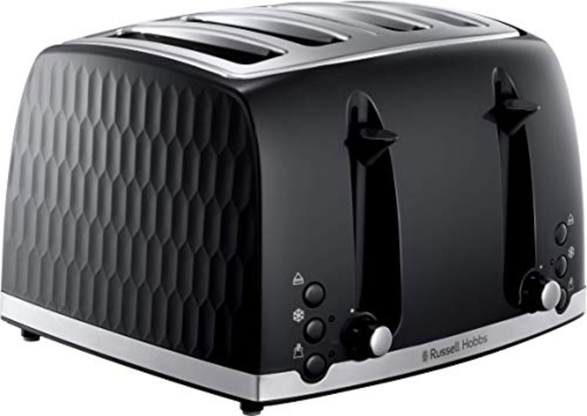 Russell Hobbs 26071 4 Slice Toaster - Contemporary Honeycomb Design with Extra Wide Sl