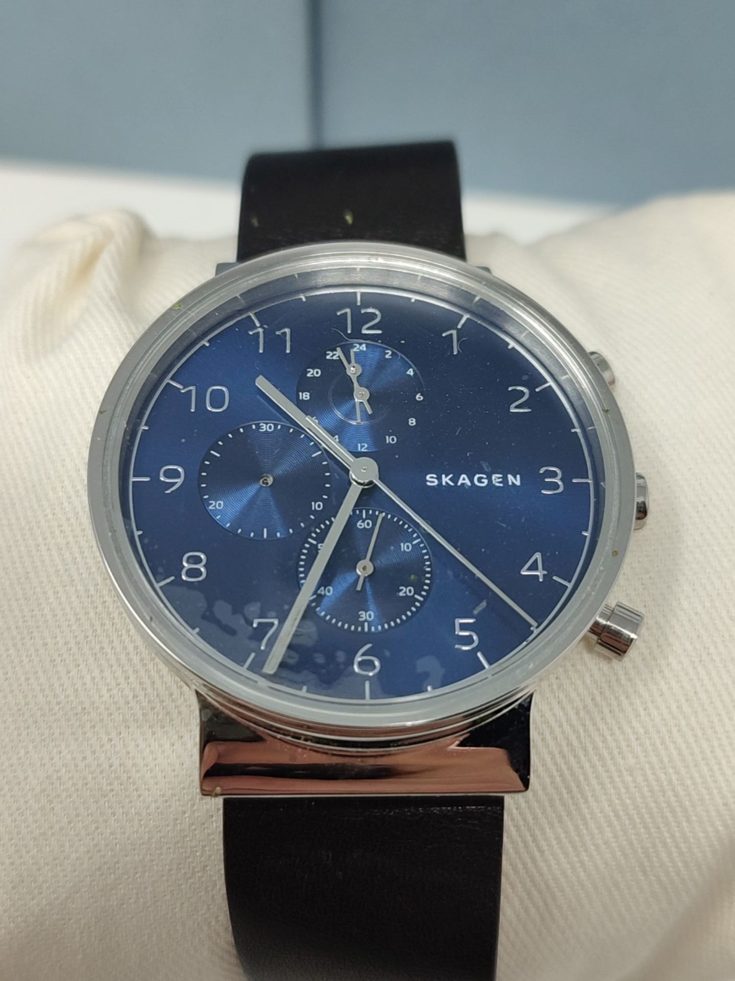 RRP £149.00 Skagen Mens Chronograph Quartz Watch with Leather Strap - Image 3 of 3