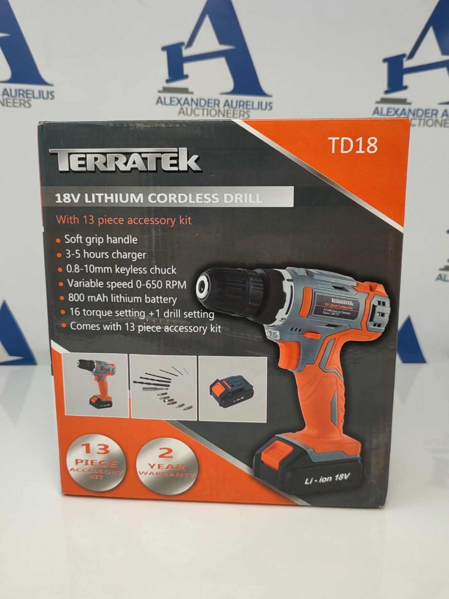 Terratek 13Pc Cordless Drill Driver 18V/20V-Max Lithium-Ion, Electric Screwdriver, Acc - Image 2 of 3