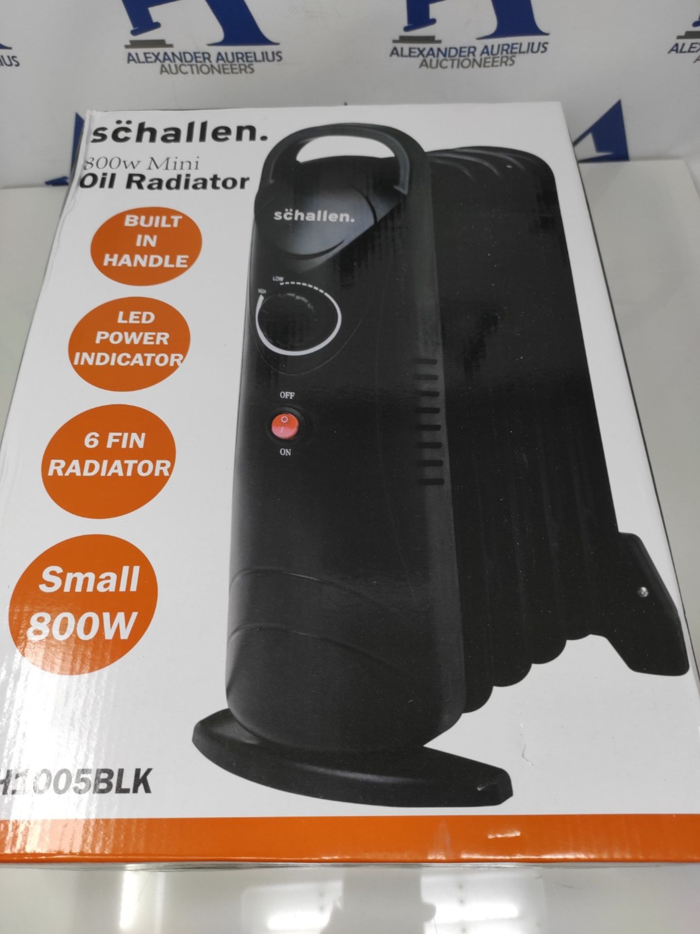 Schallen Black Portable Electric Slim Oil Filled Radiator Heater with Adjustable Tempe - Image 2 of 3