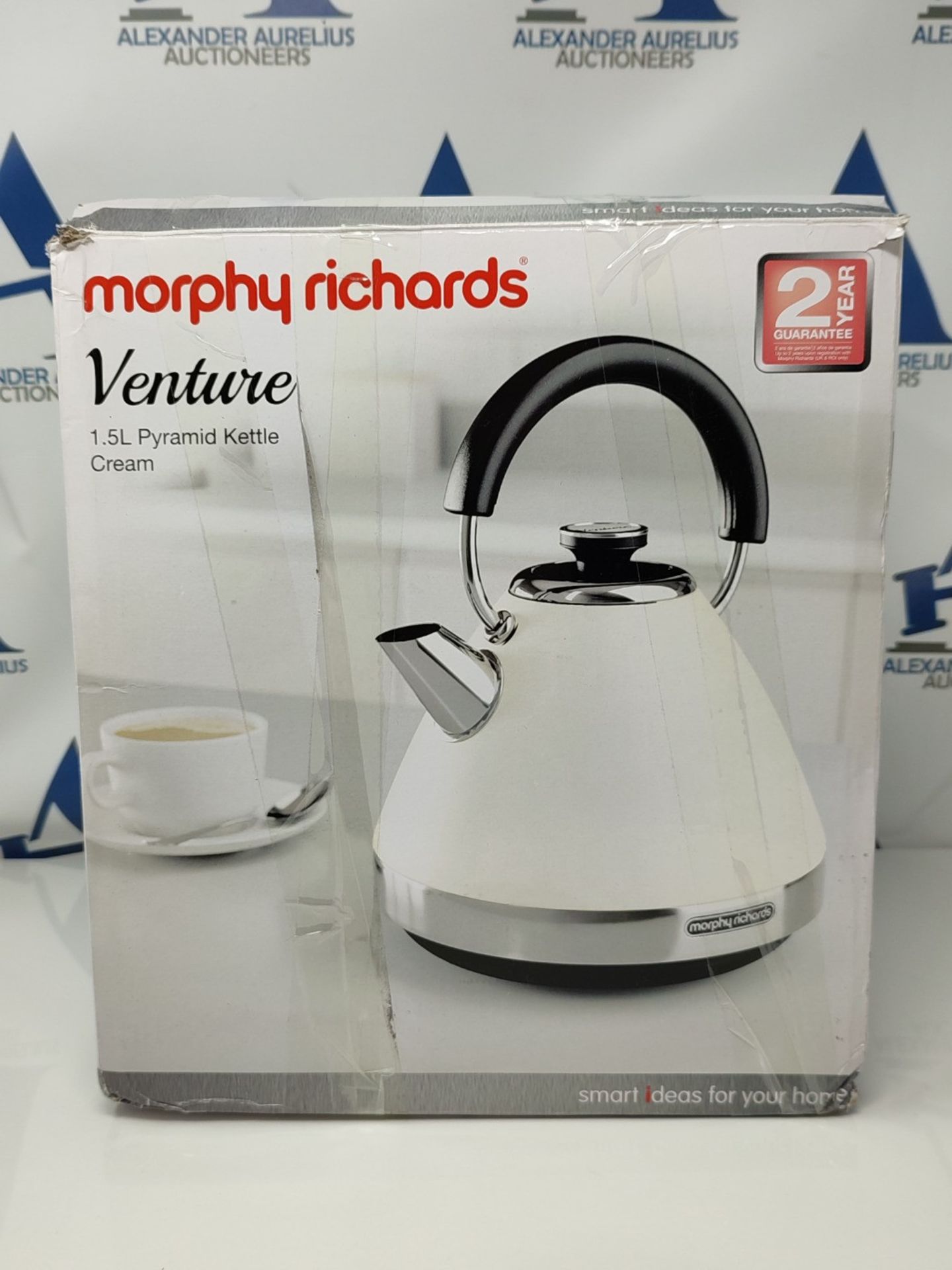 Morphy Richards Venture Cream Pyramid Kettle - 1.5L - 3kW - Rapid Boil - 100132 - Image 3 of 3