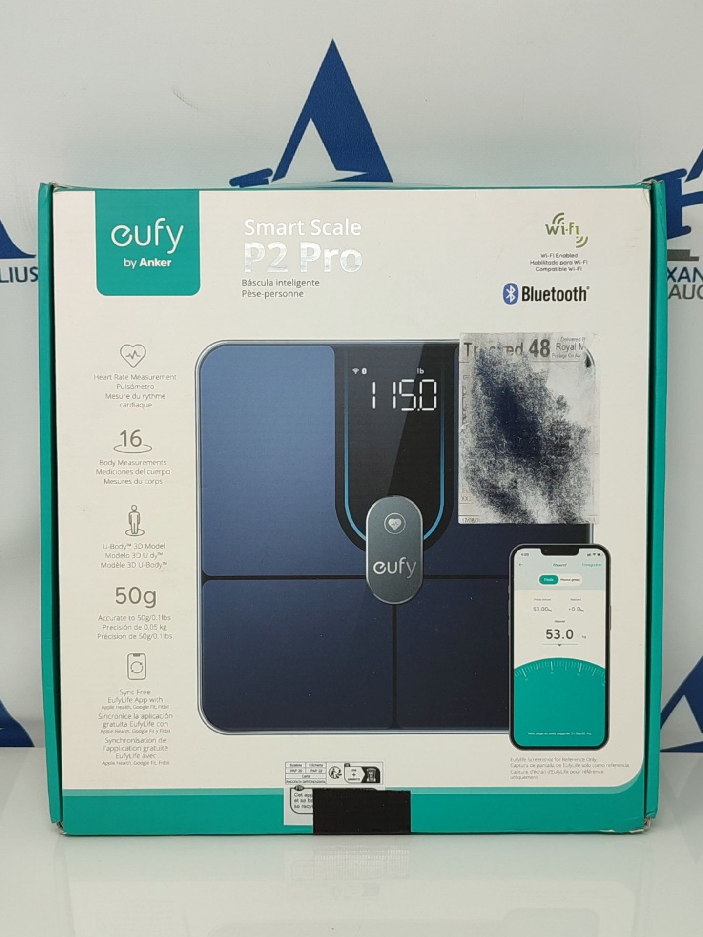 RRP £50.00 eufy Smart Scale P2 Pro, Digital Bathroom Scale with Wi-Fi Bluetooth, 16 Measurements - Image 2 of 3