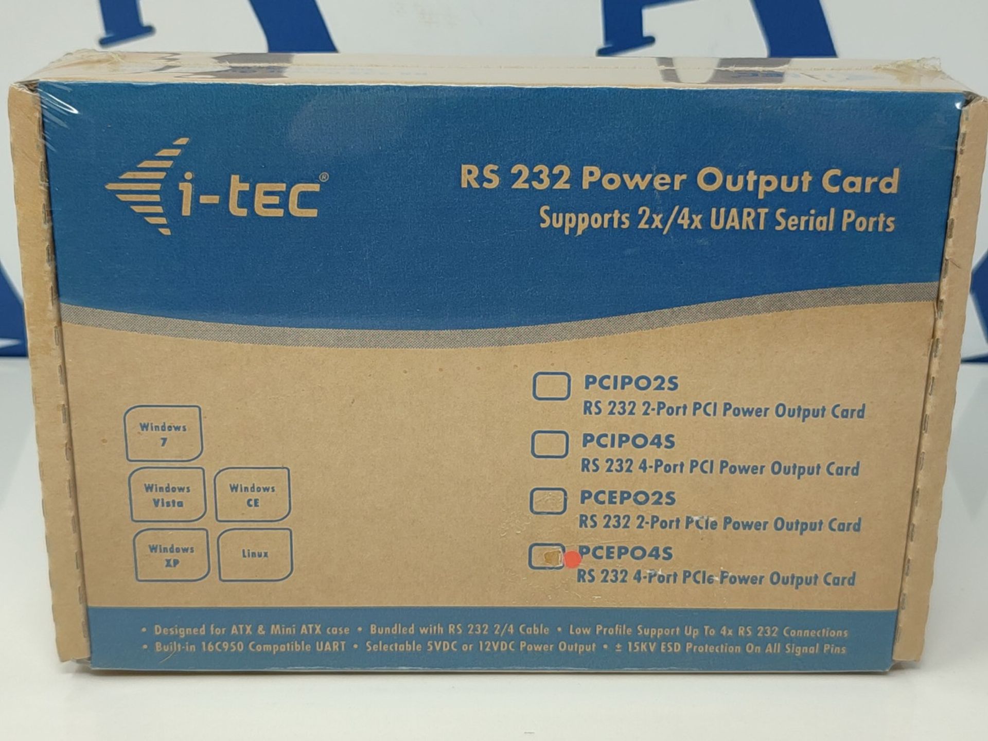 i-tec PCI-E POS Card 4x Serial RS232 PCI-Express Controller 5V/12V Serial Adaptor Chip - Image 2 of 2