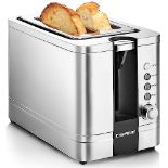 Chefman 2 Slice Toaster, 7 Shade Settings, Stainless Steel Toaster 2 Slice with Extra-