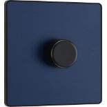 BG Electrical Evolve Single Dimmer Switch, 2-Way Push On/Off, 200W, Matt Blue