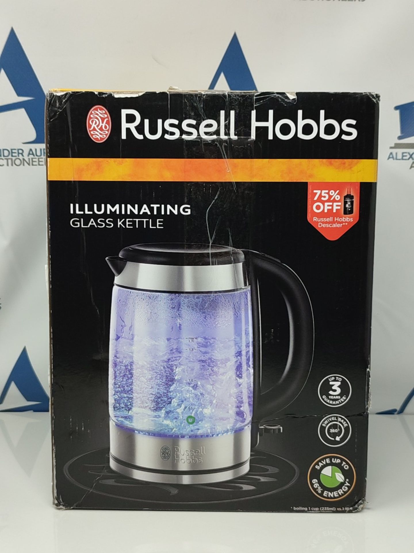Russell Hobbs 21600-10 Illuminating Glass Kettle, Black, 1.7 Litre, 3000 Watt - Bild 2 aus 3