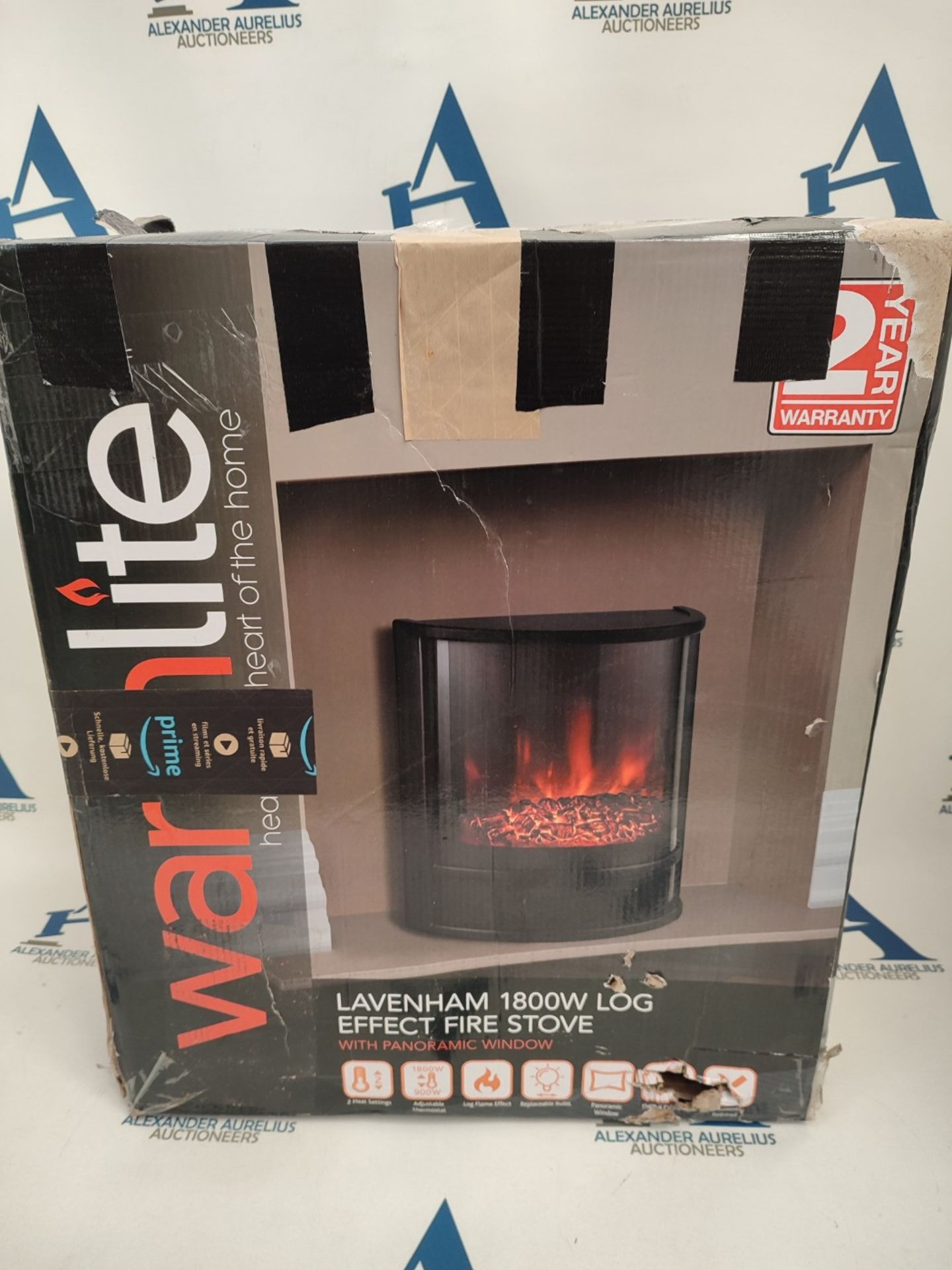 RRP £99.00 Warmlite WL46031 Lavenham 1.8kW LED Log Effect Fire Stove with Adjustable Thermostat C - Image 3 of 3