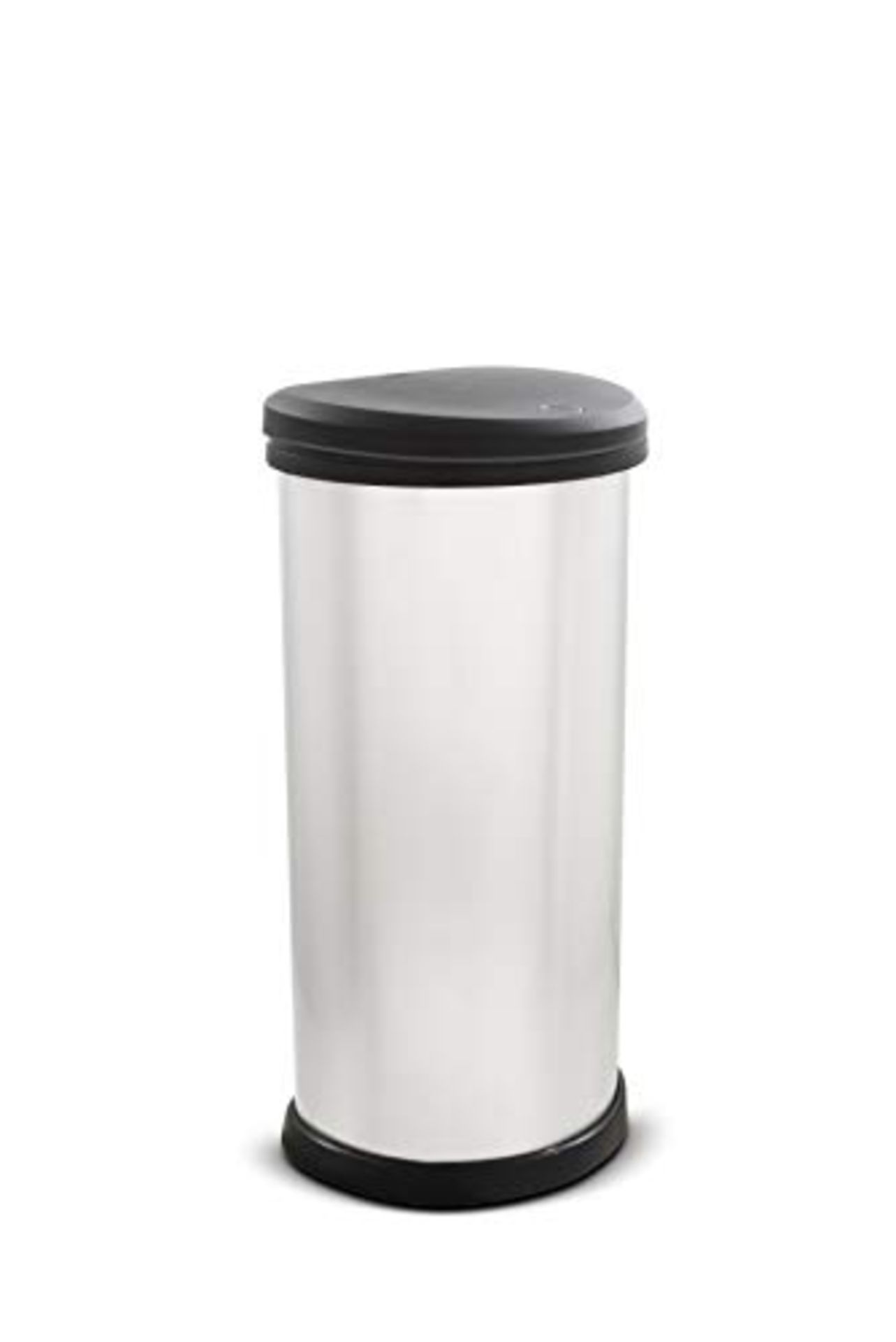 Curver Metal Effect Kitchen One Touch Deco Bin, Silver, 40 Litre