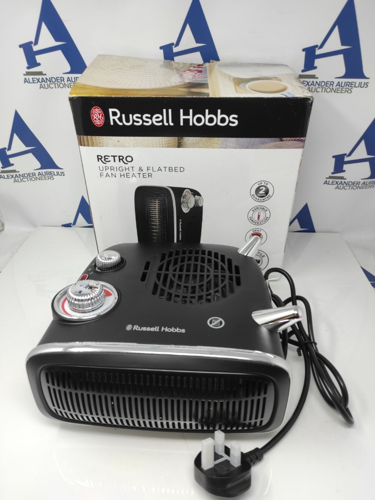 Russell Hobbs 1800W/1.8KW Electric Heater, Retro Horizontal/Vertical Fan Heater in Bla - Image 2 of 2