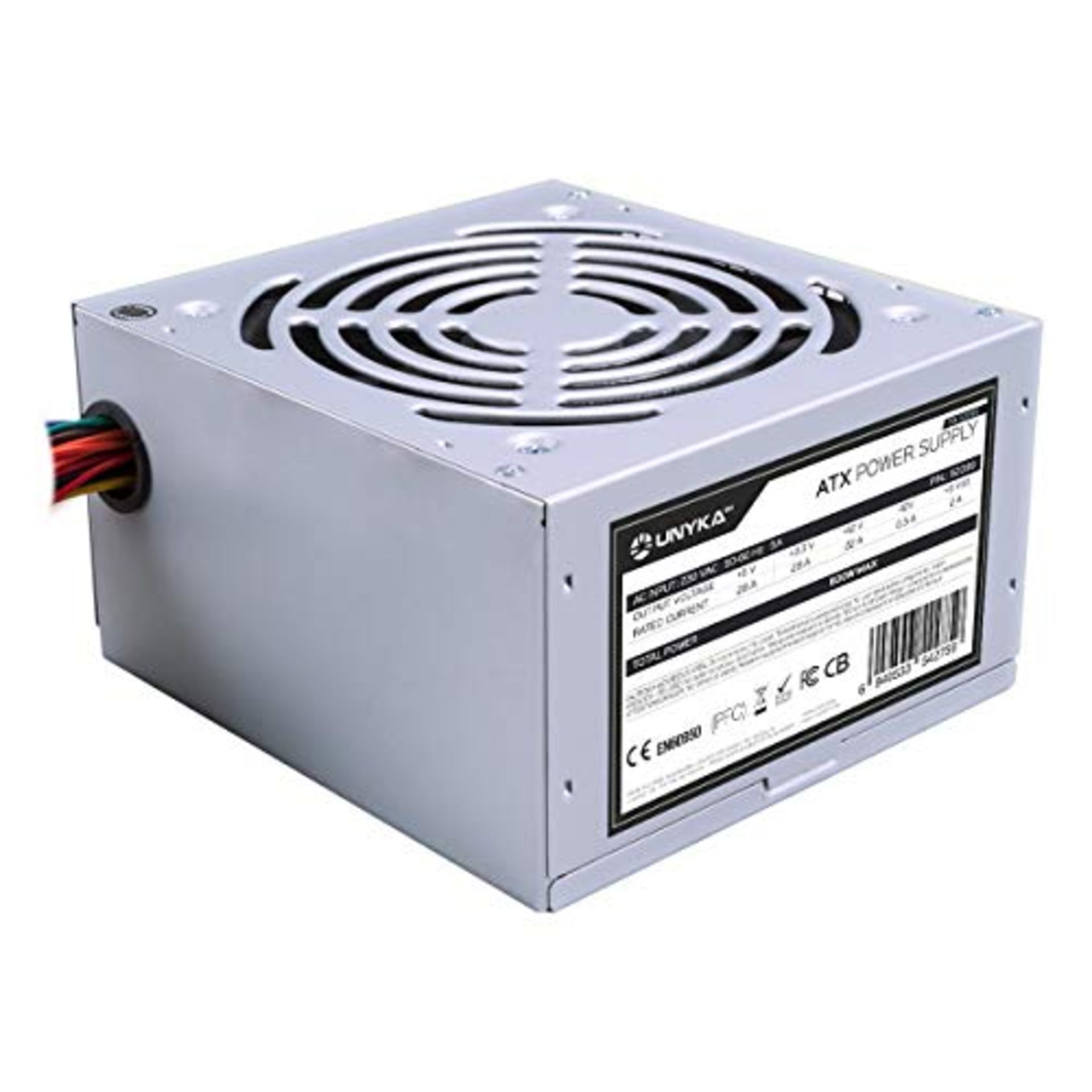 UNYKAch ATX 500W power supply silver - power supply (500 W, 230 V, 50-60 Hz, 28 A, 22
