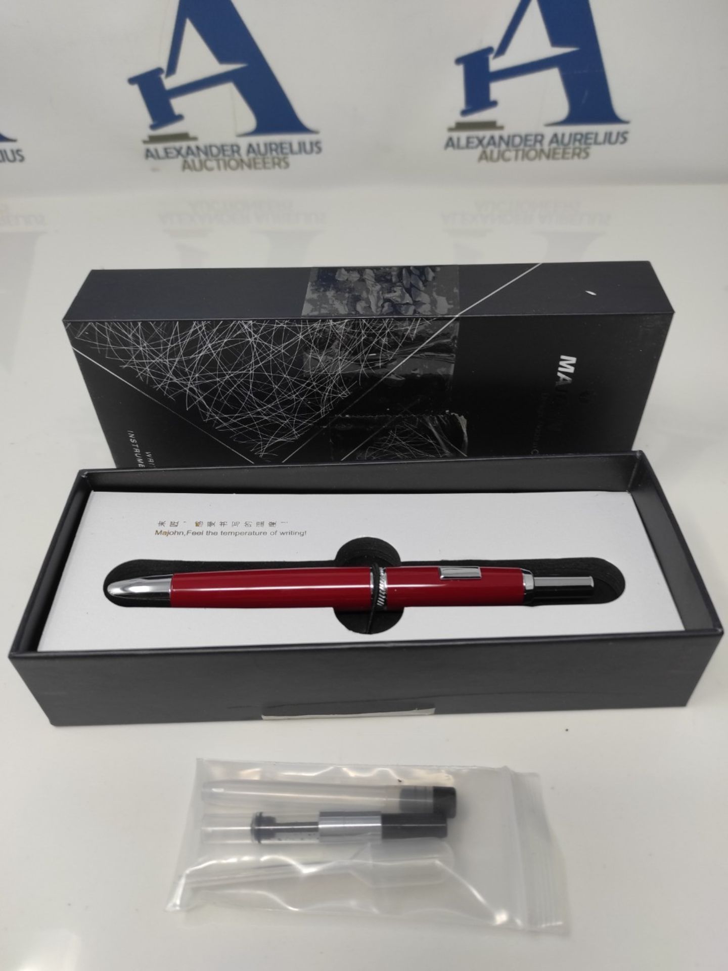 Majohn A1 Press Fountain Pen, Retractable Extra Fine Nib Metal Wine Red Ink Pen with B