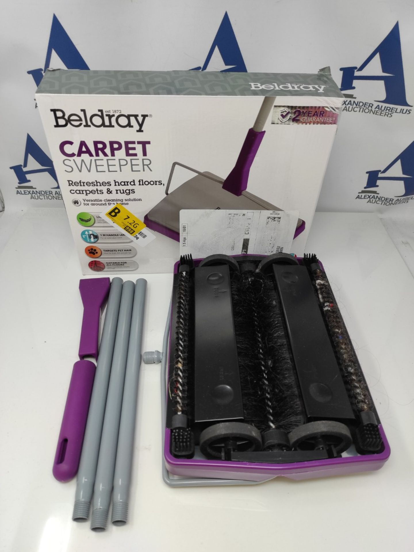 Beldray LA024855PURWK2 Carpet Sweeper - Manual Floor Cleaner, Roller for Carpet Cleani
