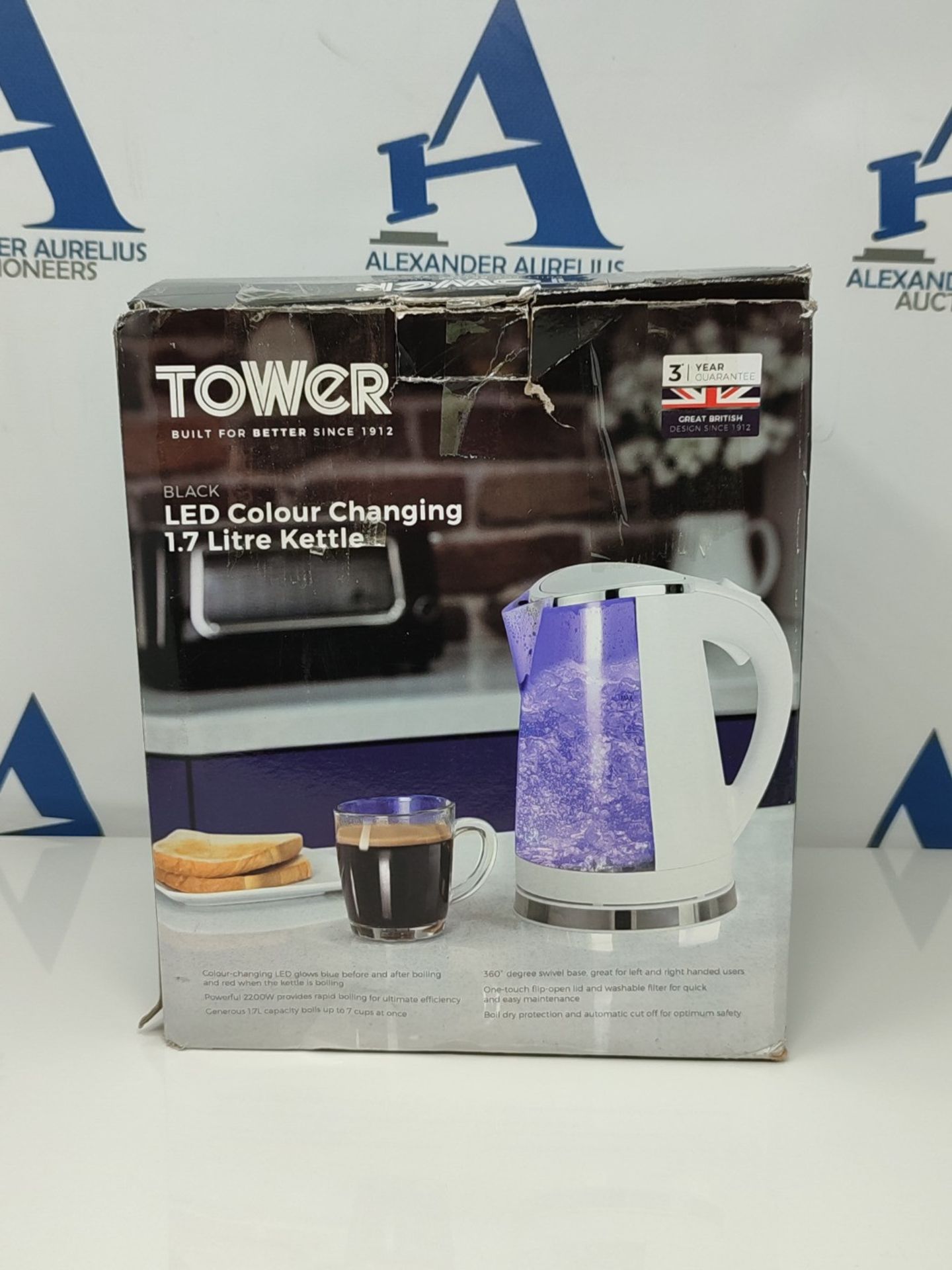[INCOMPLETE] Tower T10012 LED Colour Changing Kettle, 1.7L, 2200W, Black - Image 2 of 3
