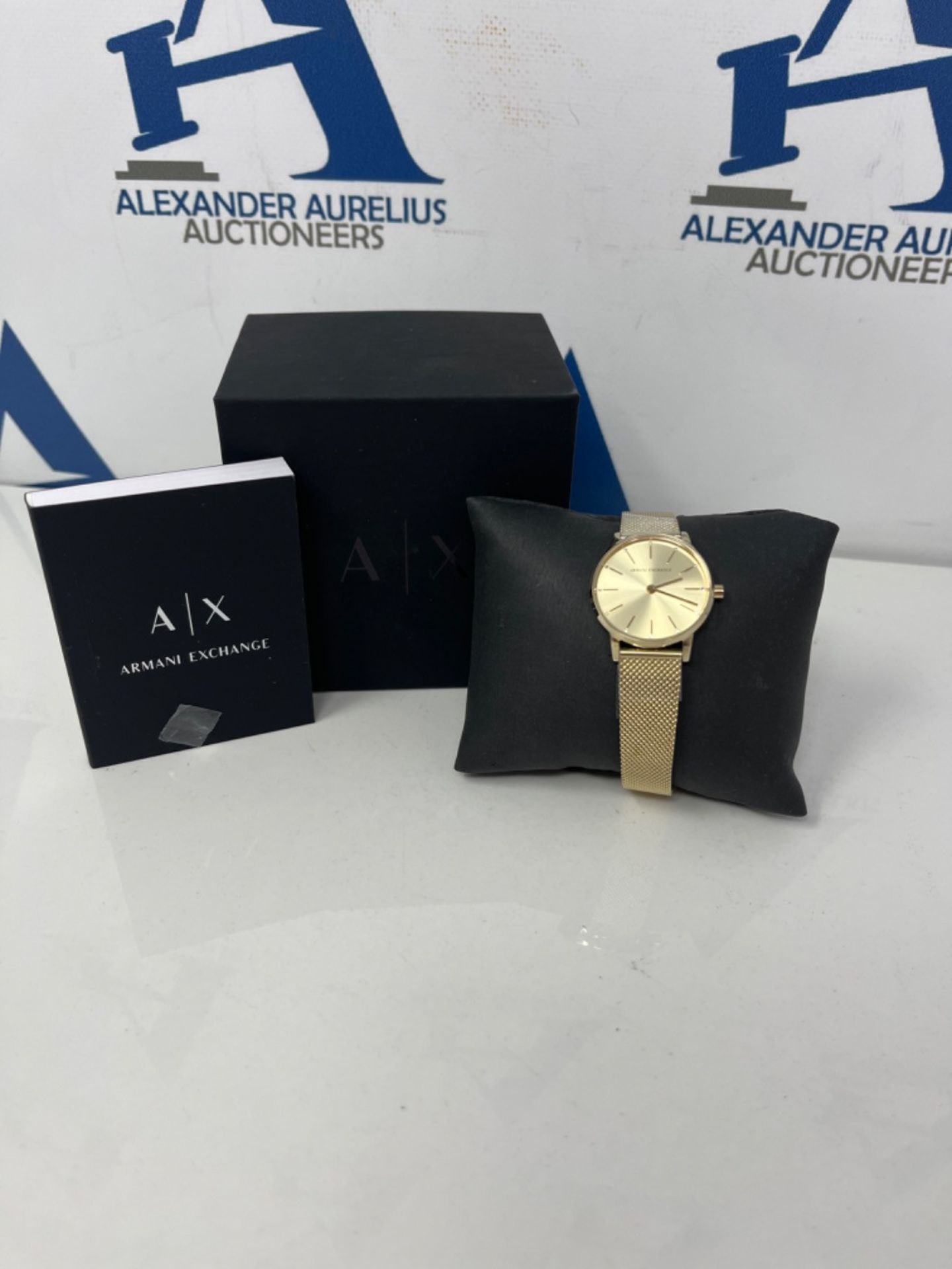 RRP £149.00 Armani Exchange Three-Hand Watch for women, Stainless Steel Gold - Image 2 of 3
