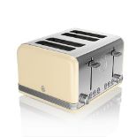 Swan Retro, 4 Slice Toaster, Defrost/Reheat and Cancel Functions, Browning Control, Au