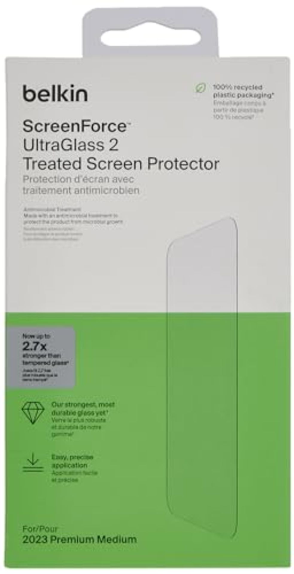 Belkin ScreenForce UltraGlass 2 Treated iPhone 15 Pro Screen Protector, Scratch-Resist