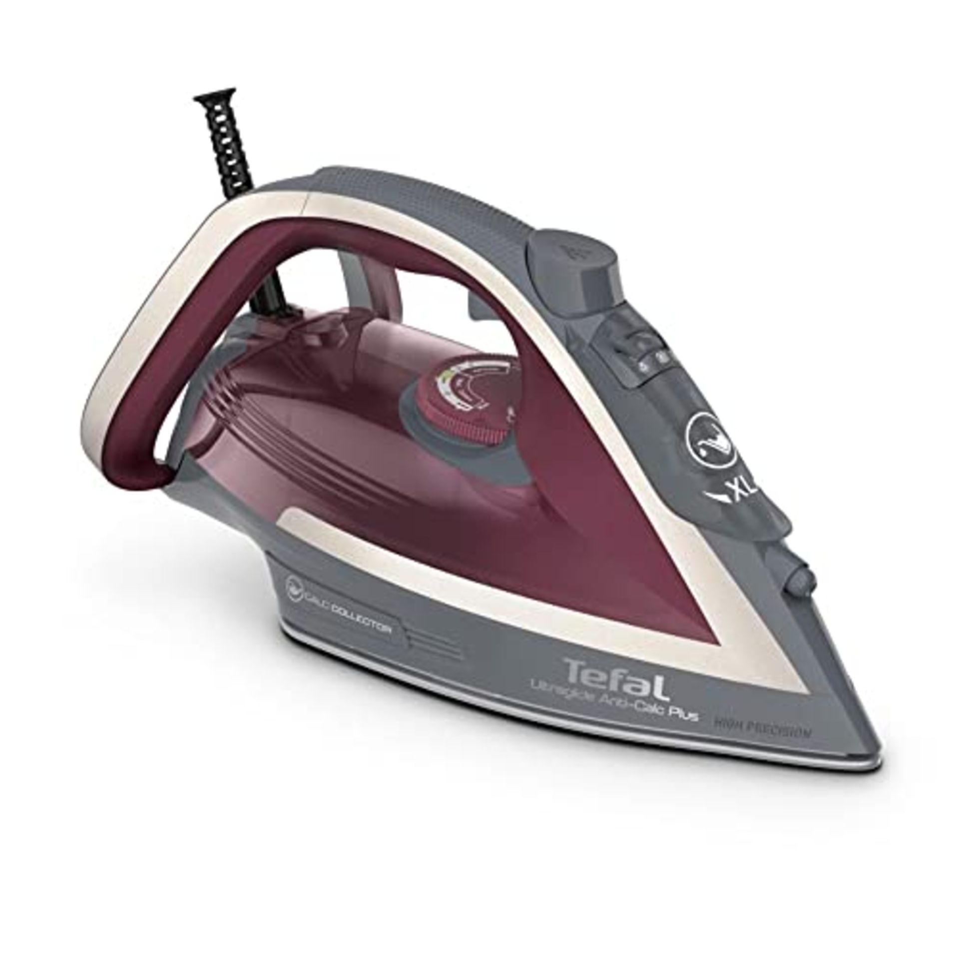 RRP £59.00 Tefal Steam Iron, Ultraglide Anti-Scale Plus, Grey & Purple, FV5872