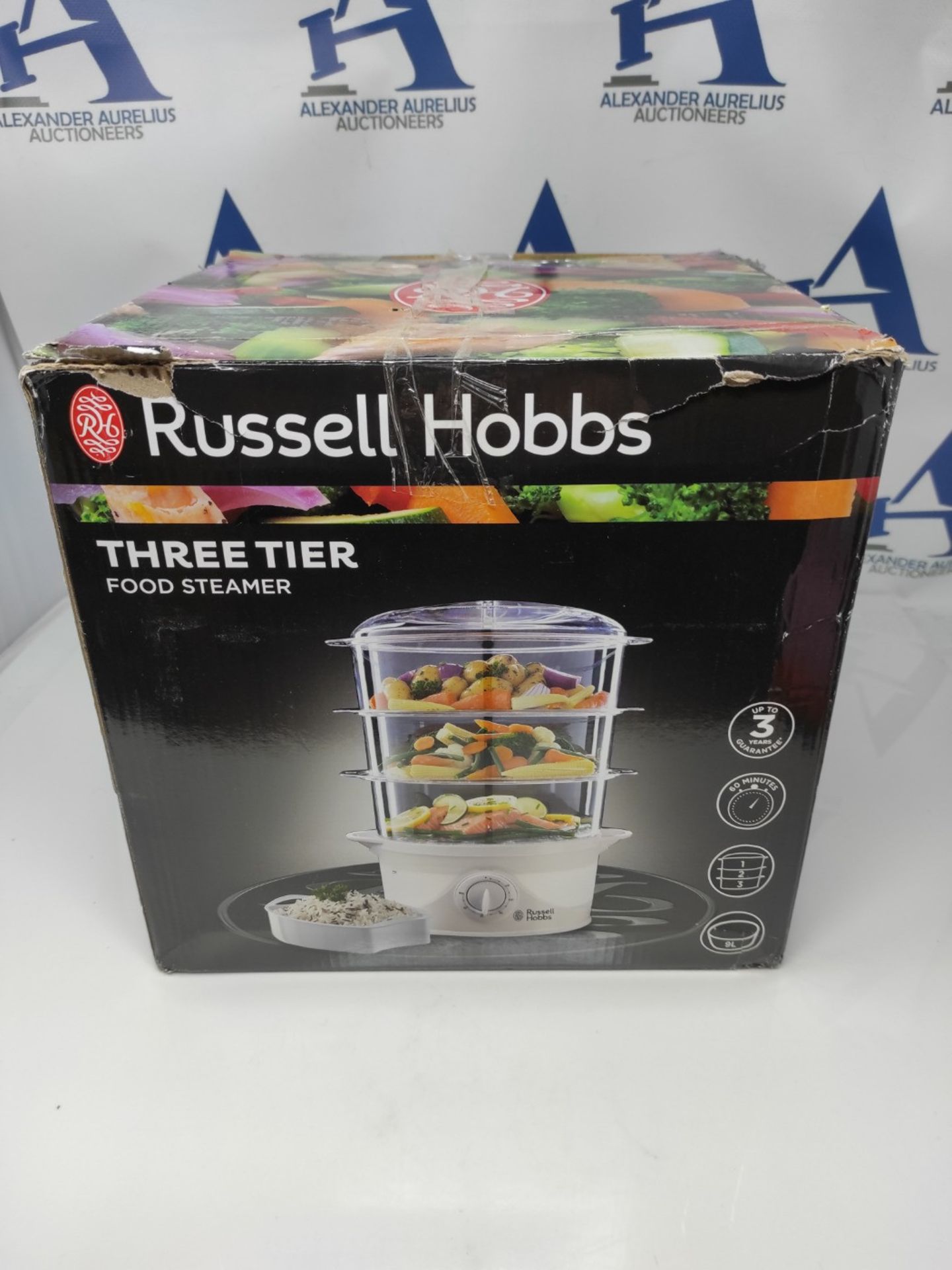 Russell Hobbs 3 Tier Electric Food Steamer, 9L, Dishwasher safe BPA free baskets, Stac - Bild 2 aus 3