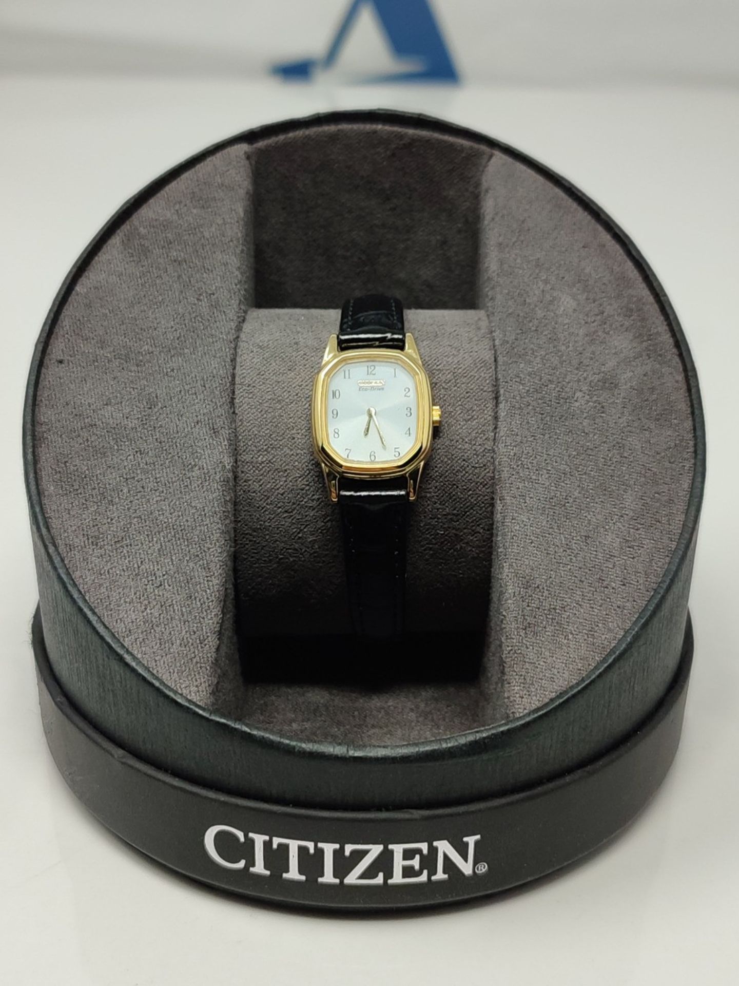 RRP £99.00 Citizen Ladies' Gold Tone Black Strap Eco-Drive Watch.