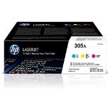 RRP £320.00 HP CF370AM 305A Original LaserJet Toner Cartridges, Cyan/Magenta/Yellow, Multipack (Pa