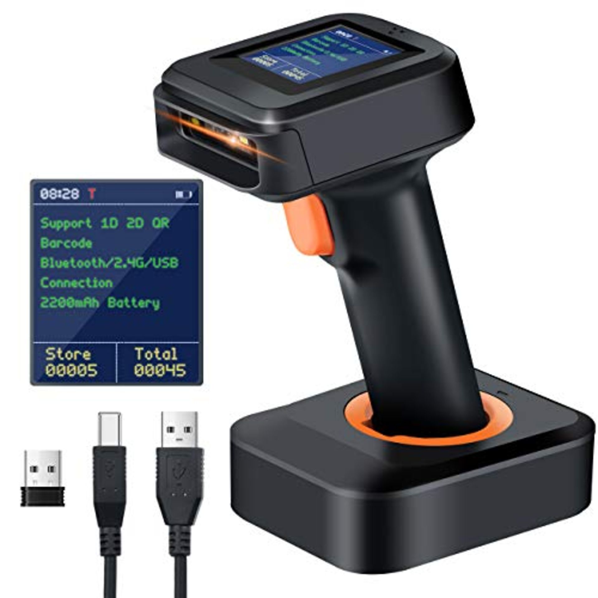 RRP £56.00 [INCOMPLETE] Tera 2D Barcode Scanner Wireless, Bluetooth QR Code Scanner, with Time Di