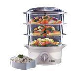 Russell Hobbs 3 Tier Electric Food Steamer, 9L, Dishwasher safe BPA free baskets, Stac