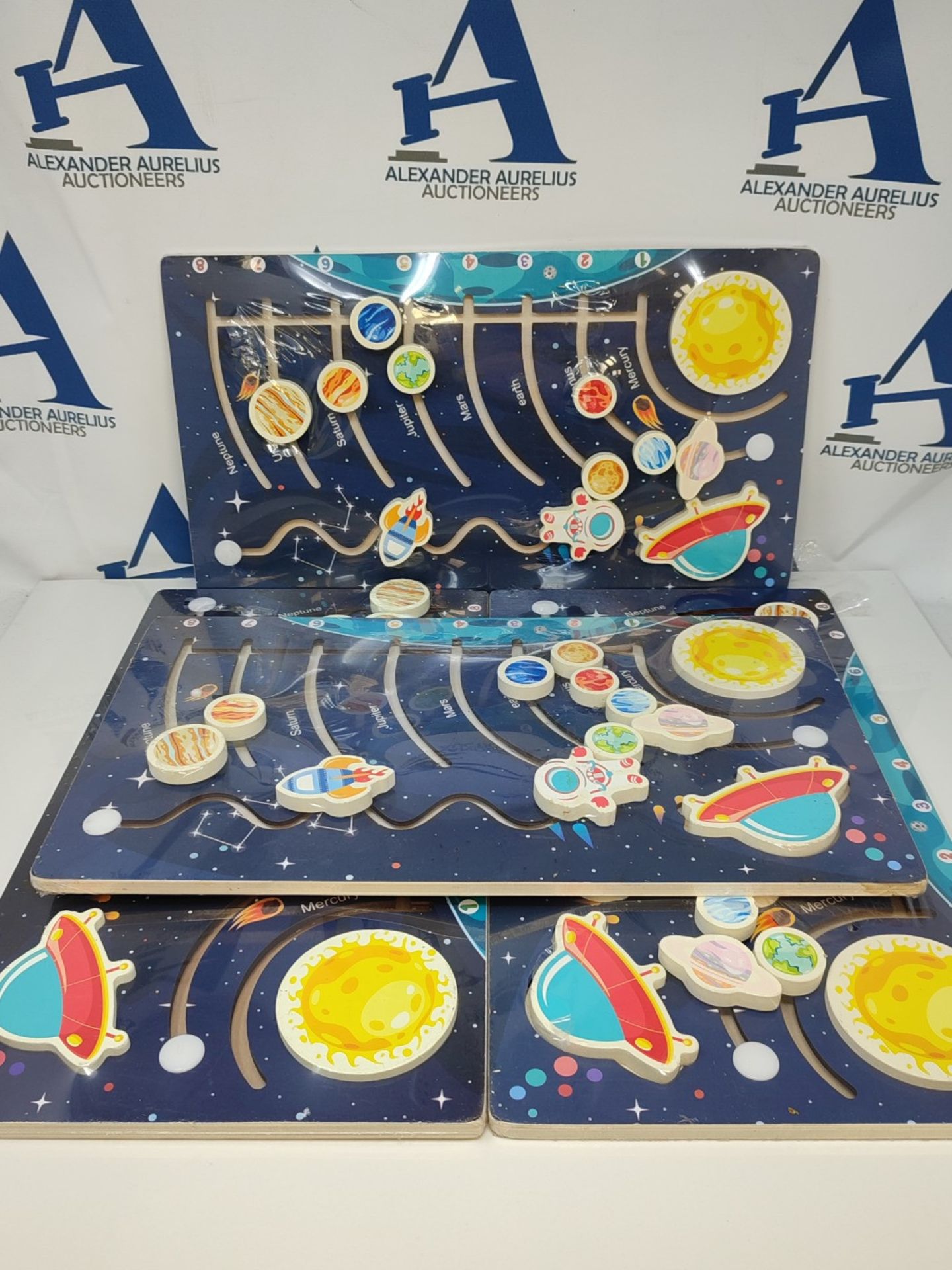 4 x Solar System Discovery Board, Wooden Solar System for Kids