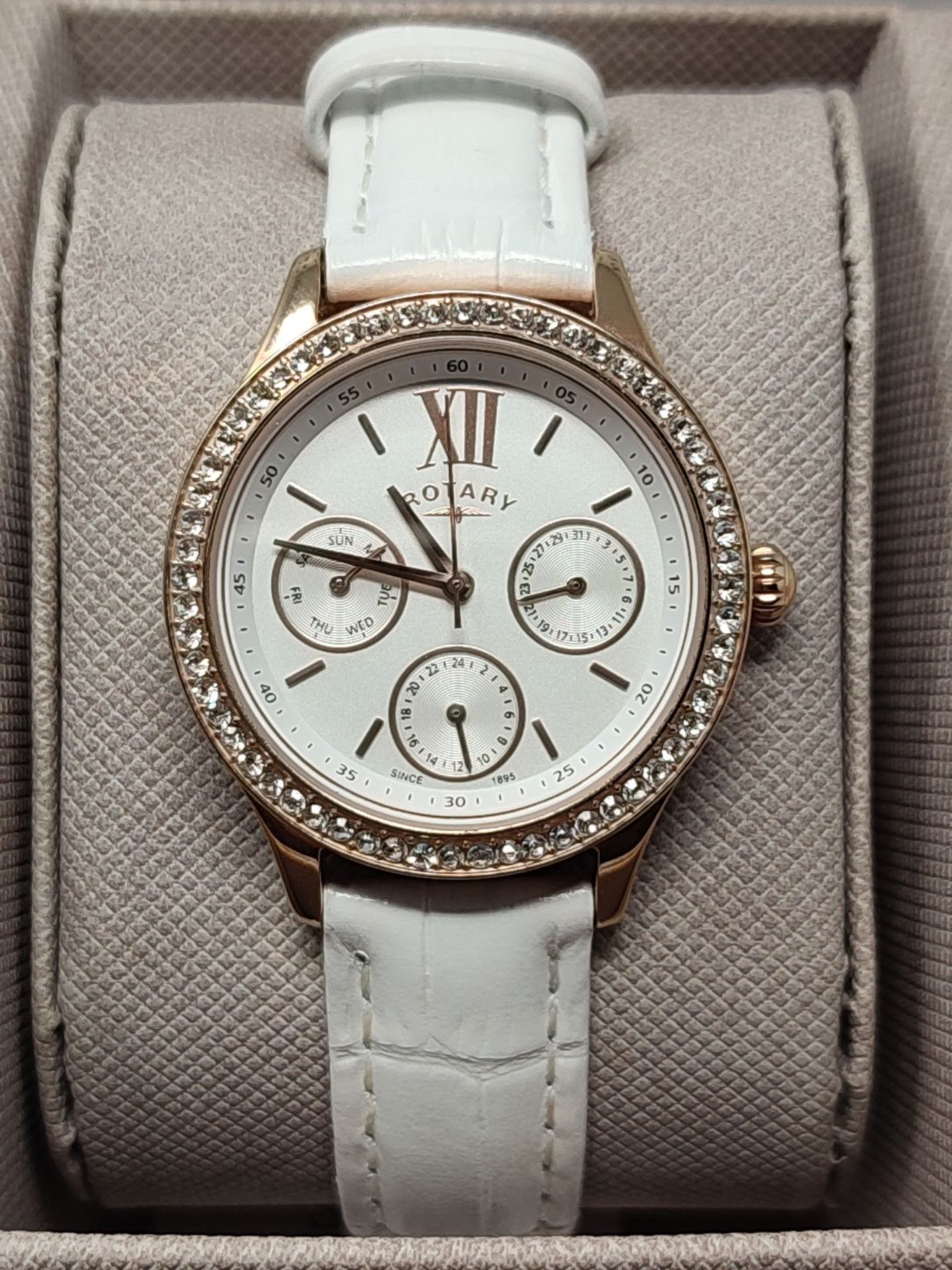 RRP £89.00 Rotary Women's Quartz White Dial Analogue Display and White Leather Strap - Bild 2 aus 2