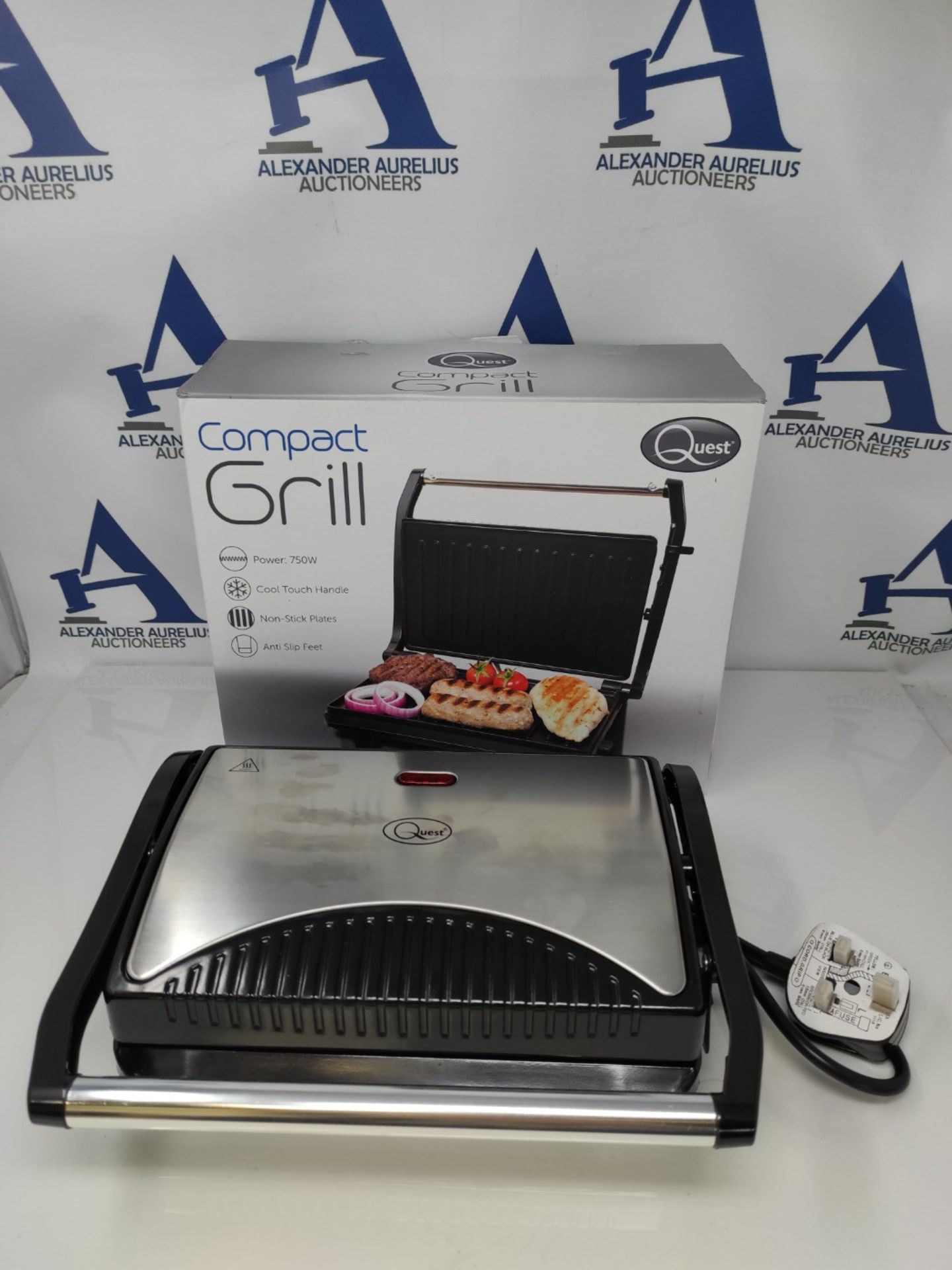 Quest 34340 Panini Press and Grill Sandwich Maker/Compact Stainless Steel Design/Non-S - Image 2 of 3